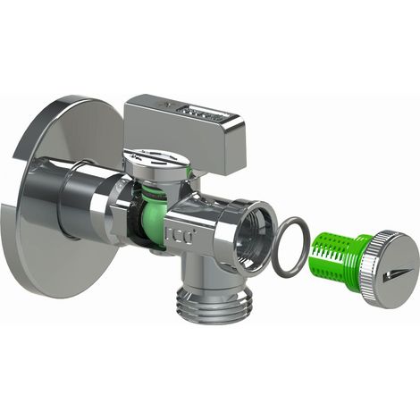 Valvola a sfera angolare 1/2”x3/8'' con filtro per rubinetto WC e lavatrice Arco 02402MAC (1/3)