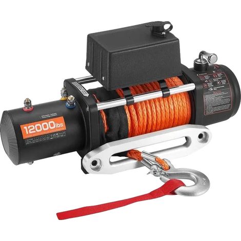 Cabrestante eléctrico, capacidad de carga de 5400 kg, cable sintético, blanco. (1/5)