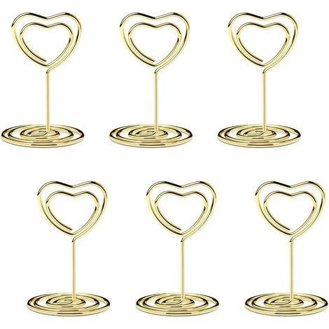 Set mit 20 Tischkartenhaltern, herzförmige Tischnummernkarten – Fotokartenhalter für Hochzeiten, Partys und Restaurants, goldfarben (1/2)
