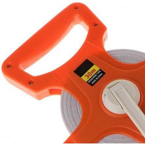 Mètre ruban à manivelle avec pointe, portable, cadre en plastique, bobine de mesure en fibre, largeur 12,5 mm, 30 mètres (1/5)
