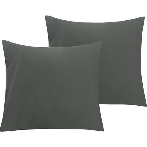 BRICOOMARKET Lot de 2 Taies d'oreiller en Microfibre avec Fermeture éclair, Taie d’Oreiller Facile à Laver et Super Doux, 50x75cm, Gris Foncé (1/5)