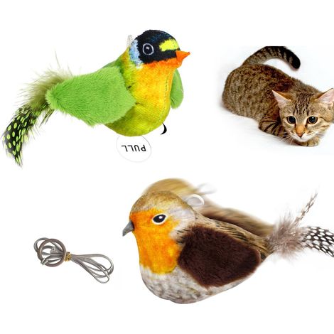 Jouet interactif pour chat oiseau chanteur en peluche avec herbe à chat (1/5)