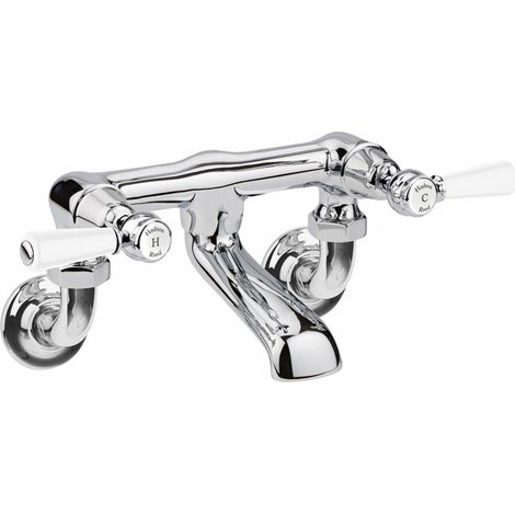 Hudson Reed White Topaz Wall Mounted Lever Bath Filler Tap - Chrome (1/3)