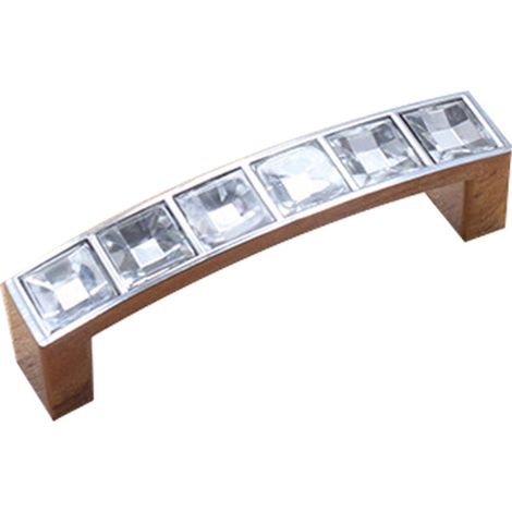 Shiny Crystal Glass Door Knob Drawer Cupboard Wardrobe Furniture Pull Handle (Chrome 64mm) (1/2)