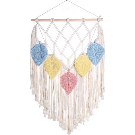 Makramee-Wandbehang im Boho-Stil, bunter Blattwebteppich, böhmische Wandkunst für Wohnung, Schlafzimmer, Wohnzimmer, Kinderzimmer
