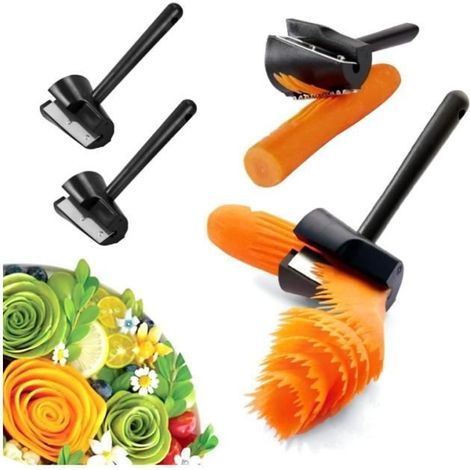 Affettatrice a spirale per verdure in 2 pezzi - Affettatrice a imbuto a spirale per fiori e verdure, nera-wj (1/4)