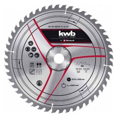 KWB Lame pour scie sur table diamètre 315x30x 3,0 mm, 40 dents