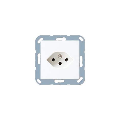 Jung Presa singola, Normativa svizzera, Tipo 13, termoplastica, Serie AS/A, bianco alpino A 1520-13 BF SEV WW