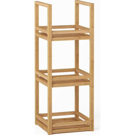 Estantería de bambú de 3 niveles 70 x 26 x 26 cm natural (1/5)