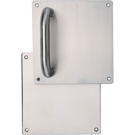 Manillón puerta acero inoxidable placa cuadrada 170mm níquel satinado (1/2)