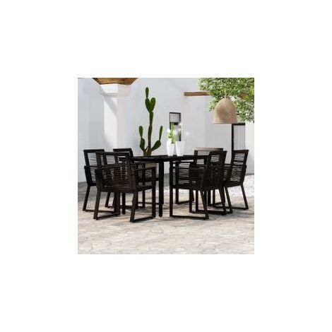 Ensemble à manger de jardin 7 pcs Noir (1/5)