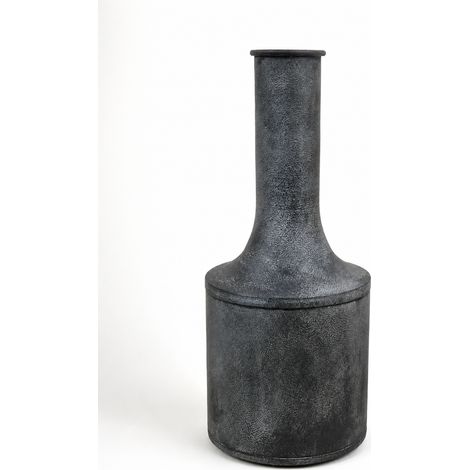 Vaso in metallo nero da 38 cm, stile vintage rustico industriale, decorazione loft. (1/2)