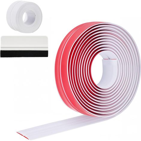 Plinthes de protection des bords autocollantes, blanches, flexibles, multifonctionnelles, 3,3 m x 4 cm, plinthe souple pour portes, fenêtres, murs, cuisine, carrelage, utilisées pour la (1/5)