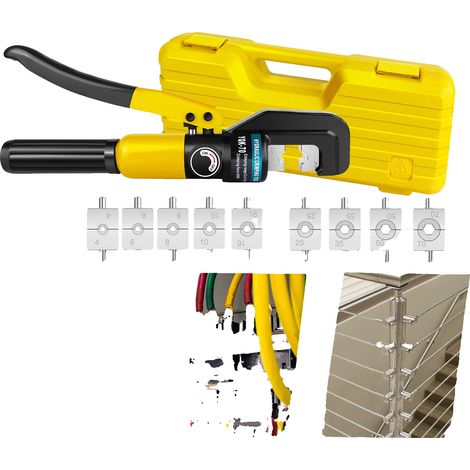 Pinza crimpatrice idraulica, 9 matrici incluse, forza 100 kN, GIALLA (1/2)