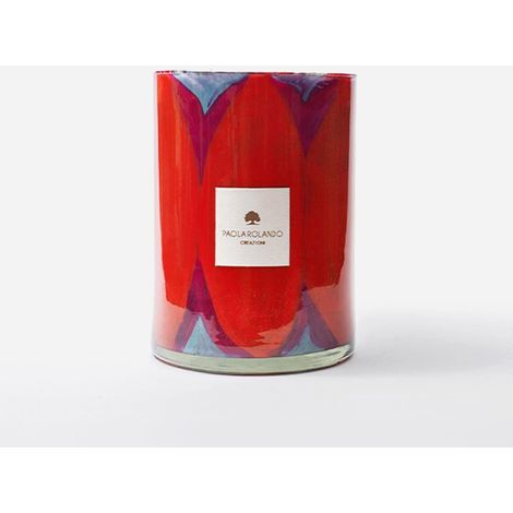 Vase en verre décoré à la main pour décoration élégante Diamante H 20 - Rouge