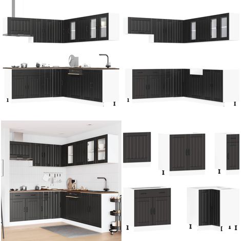 Set Mobili da Cucina 11 pz Lucca Neri Legno Multistrato - Mobili da cucina - Armadi da cucina