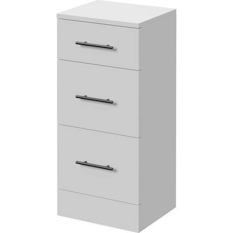 Alexander James Gloss White 350mm x 300mm 3 Drawer Storage Unit - 350mm - Gunmetal Grey 96mm Bar Handle