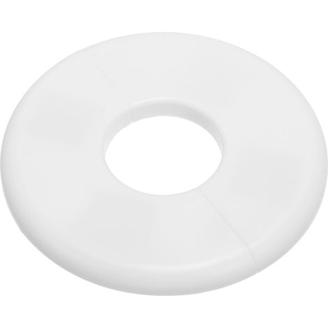 Plaque d'Écussons Auto-Adhésive Ronde en ABS 1.36"/34.5mm, Couverture Murale pour Tuyau d'Eau, Cache Mitigeur Douche Boucles Rosace Robinet Chauffage Plomberie Mural, Blanc (1/5)