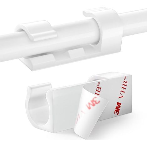 Pack of 60 self-adhesive transparent cable clips for home and office, white (1/4)