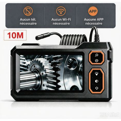 Endoscopique Objectif avec Lumière, Ennovor 1080P HD Camera Endoscopique Canalisation avec Écran IPS 5", 10M Flexible Snake Camera,Gadget Cool pour Inspection de Plomberie/Maison