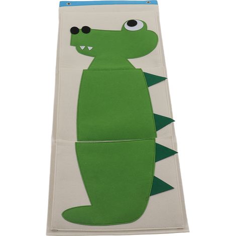 Sac de rangement mural à 3 compartiments pour placard ou lit bébé, motif animal en feutrine crocodile, 100,6 x 34,9 cm (1/5)