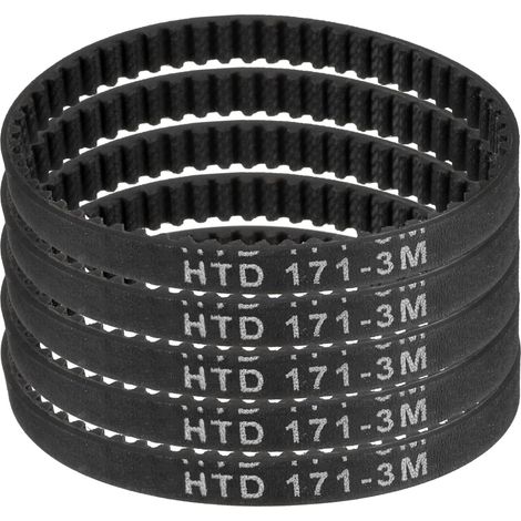 5pcs HTD-3M Rubber Timing Belt, 57 Teeth, 171mm Pitch Length x 6mm Width x 2.4mm Height, Closed Loop Pulley Belt (1/5)