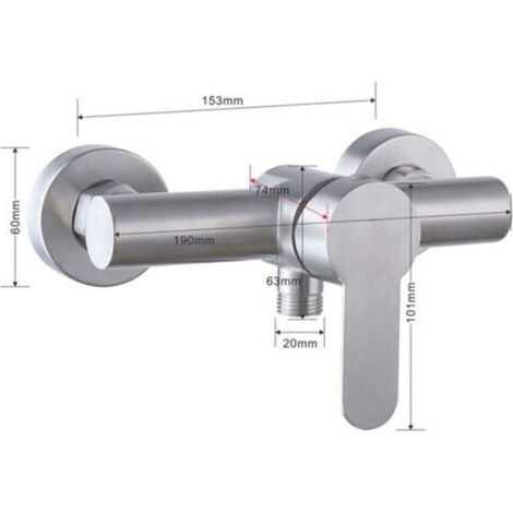 Robinet de douche mural en acier inoxydable - Mitigeur de douche - Contr么le manuel - Robinet de salle de bain pour eau froide et chaude (1/3)