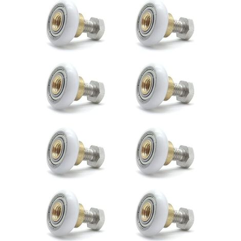 Rouleaux De Douche, Rouleau De Porte Coulissante 8 Pièces, Pièces de Rechange de Porte de Douche, Rouleau de Porte en Verre de 19 MM de Diamètre (1/4)
