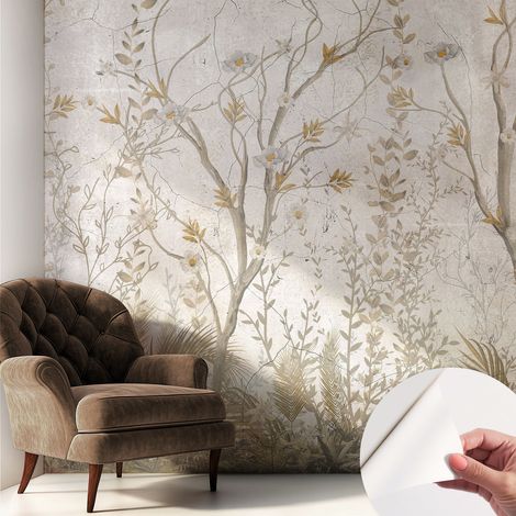 Tapete adhésive moderne pour salon et chambre à coucher Décoration rapide avec colle Coin de forêt 250x250 cm (1/5)