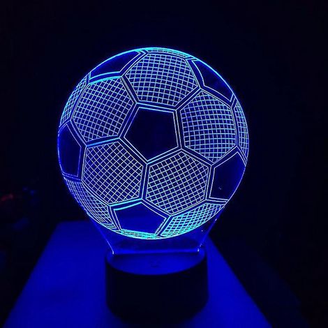 Wabjtam Fußball-Nachtlicht für Jungen, 3D-Illusionslampe im Fußball-Design zur Dekoration von Kinderzimmern, 7-Farben-Touch-Schalter, originelles Geschenk für Mädchen (Geburtstag, Weihnachten).