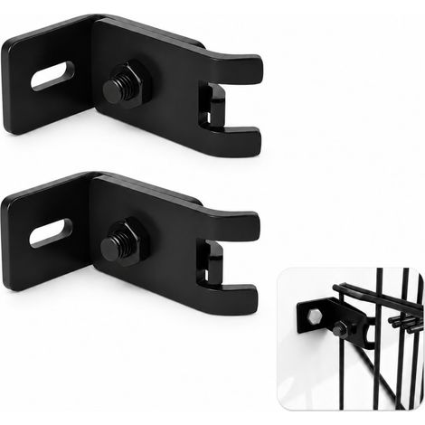 Équerre Fixation Murale pour Clôture Double Fil, Support Mural Panneau Grillagé Treillis Soudé, Raccord Mur Brique, Accessoire Jardin Noir, Lot de 2 (1/5)