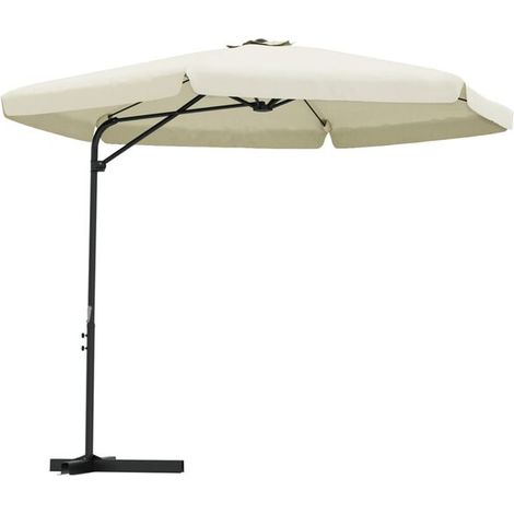 Parasol d'extérieur avec un mât en acier sablé blanc de 300 cm. (1/5)