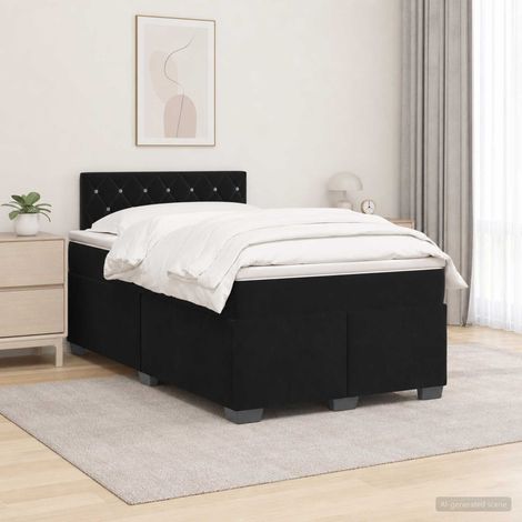 Cama con Base Tapizada, Colchón y Luz LED Negro 120 x 190 cm (1/5)