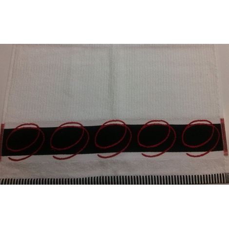 Handtuch FR 1038 50x90 weiß 03 schwarz-roter Rand