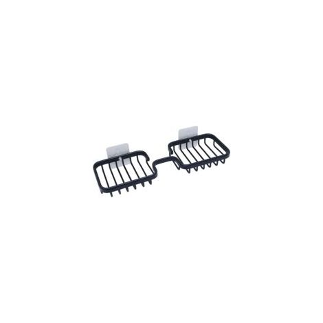 Jabonera, jabonera doble, jabonera autoadhesiva para ducha y baño, jabonera de aluminio aeronáutico (negra) - Crezuo (1/4)