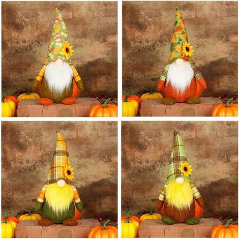 4-teiliges Gnome-Deko-Set, Thanksgiving-Puppen, Herbstdeko-Puppe, Gnome-Puppe, Gnome-Plüschdeko, gesichtslose Puppe, Halloween, Herbstdeko im Landhausstil mit Kürbis-Gnome-Puppe, Festivaldekoration (1/5)