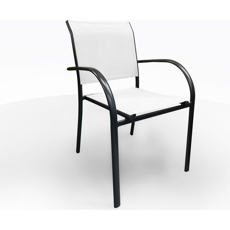 SEDIA IN ALLUMINIO ANTRACITE E TEXTILENE BIANCO (1/4)