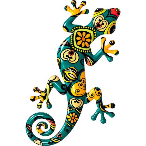 Décoration murale gecko lézard en métal multicolore 45 cm (1/2)