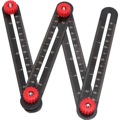 Règle de mesure multi-angle en alliage d'aluminium, outil de localisation universel pour charpente, brique, carrelage, bois, verre, pierre, génie architectural, pliable en 4 parties. (1/5)