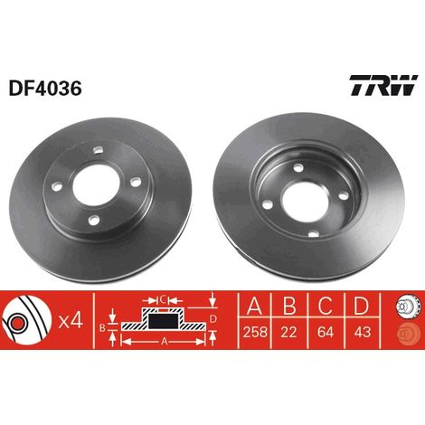 BREMSSCHEIBE VORNE DF4036 TRW (1/2)