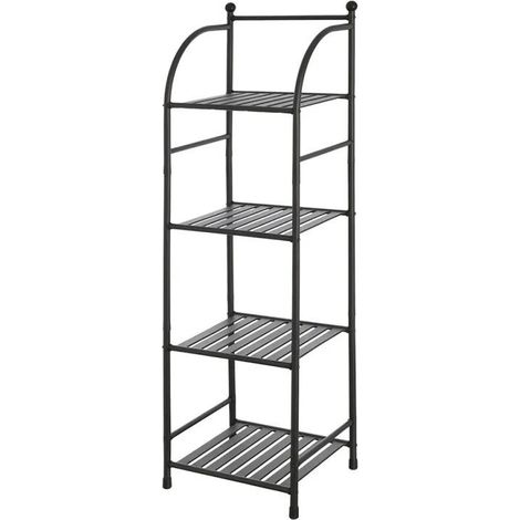 Estantería de baño de 4 estantes con accesorio de metal negro, altura 116 cms. (1/2)
