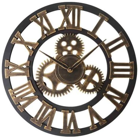 Sollbry Silencieux 3D Style européen rétro créatif Horloge Murale Industrielle engrenage Art personnalité Salon décoration Horloge 30cm (1/5)