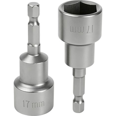 2 Pièces Douille 17mm Magnétique pour Visseuse, Embout Hexagonal 1/4" (1/5)