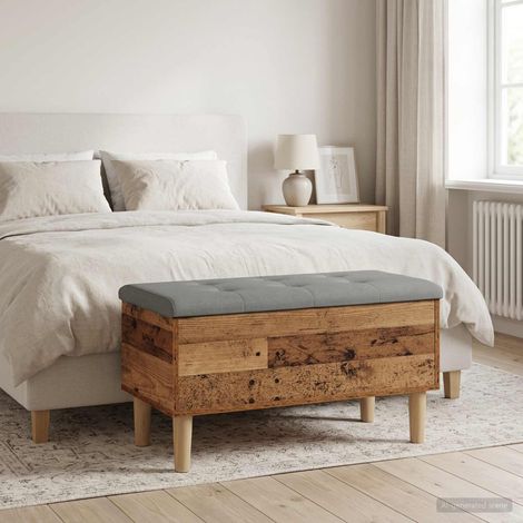 vidaXL Banco de Almacenamiento con Cojín Madera envejecida (1/5)