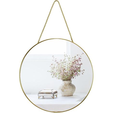 Petit Miroir Mural Rond de 30 cm, Miroir de Salle de Bain doré (1/4)