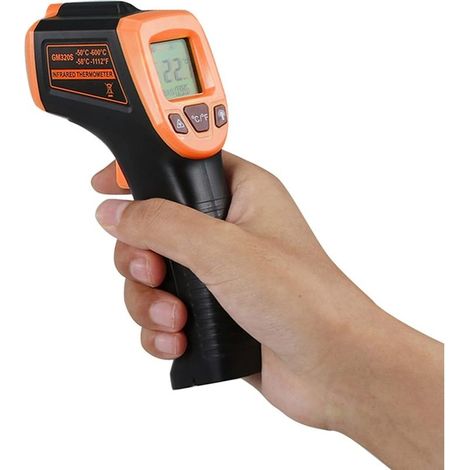 Thermomètre infrarouge - Pistolet de température numérique sans contact - 50 °C à 600 °C - Pour cuisine, barbecue et industriels (Orange) (1/5)