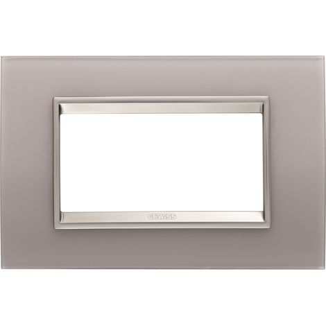 PLAQUE LUX RECT. 4P VERRE GRIS PERLÉ GEWISS GW16204GP