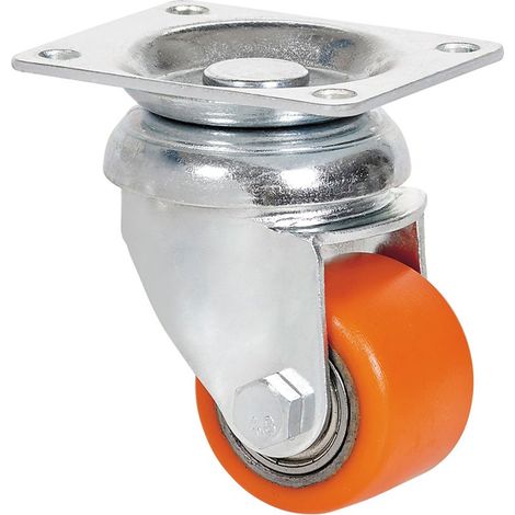 Lenkrolle mit Platte, Kugellager, orange, max. Tragkraft 100 kg, ø 3,5 cm