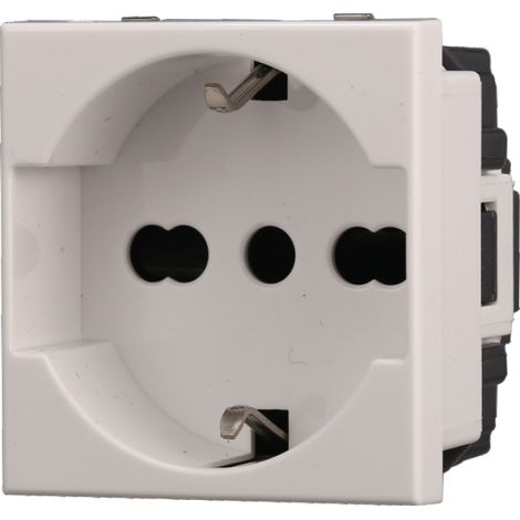 Presa schuko compatibile Bticino Axolute 2P+T 10/16A 250V colore bianco Ettroit AB2102 (1/3)