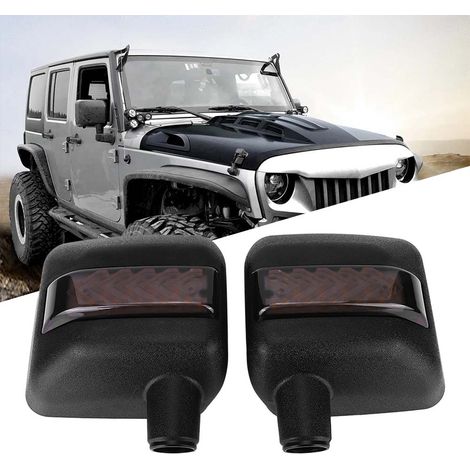 2 Stück schwarze, robuste ABS-Rücklicht-Rückspiegelgehäuse für Jeep Wrangler JK 2007-2017 (1/5)